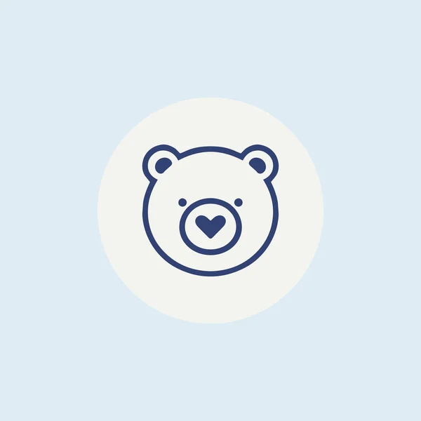 Teddy Bear Ícone Linha Dos Desenhos Animados —  Vetores de Stock