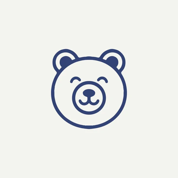 Teddy Bear Ícone Linha Dos Desenhos Animados — Vetor de Stock