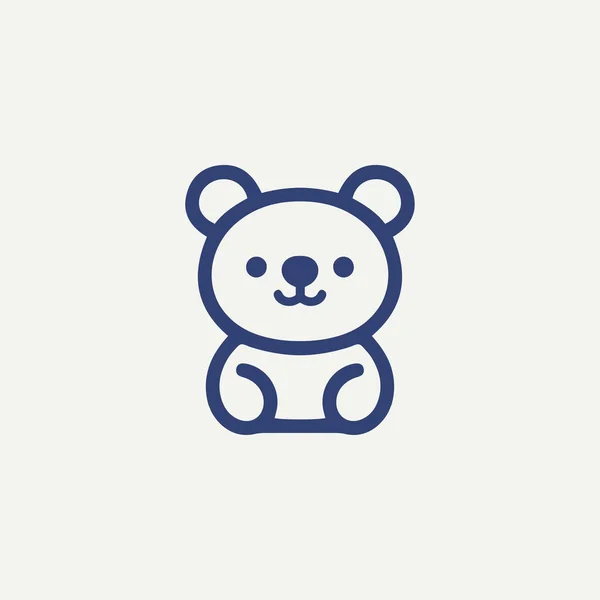 Teddy Bear Cartoon Line Icon — Stock Vector