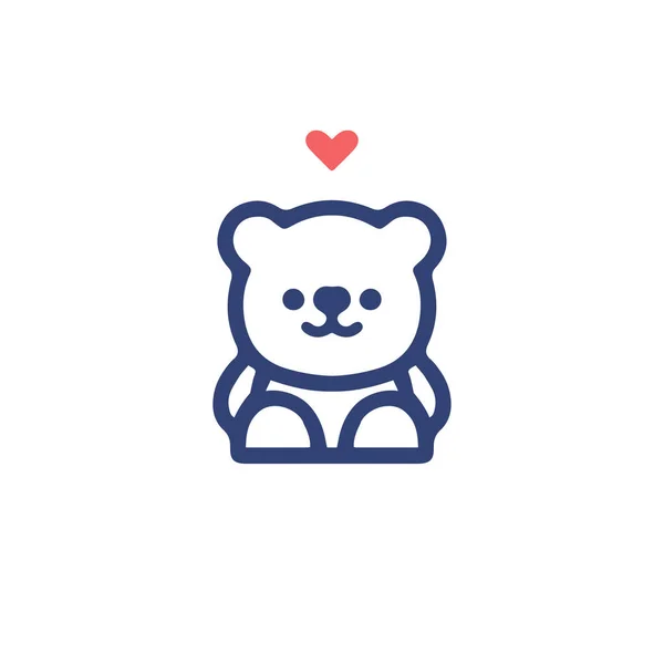 Ikona Linii Kreskówek Teddy Bear — Wektor stockowy