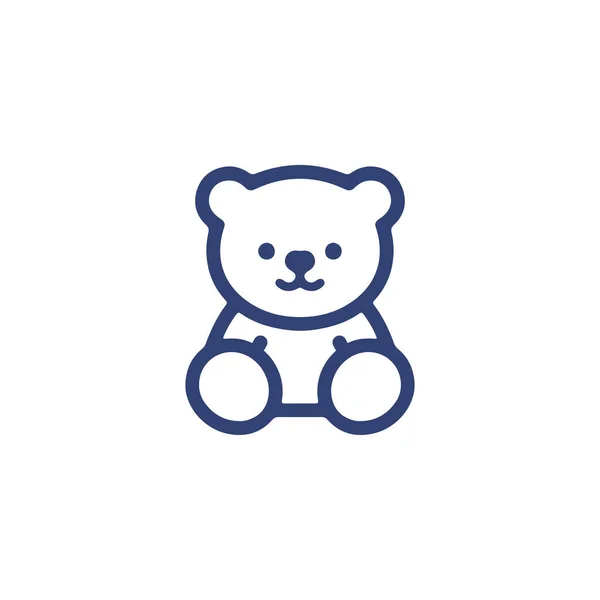 Teddy Bear Icono Línea Dibujos Animados — Vector de stock