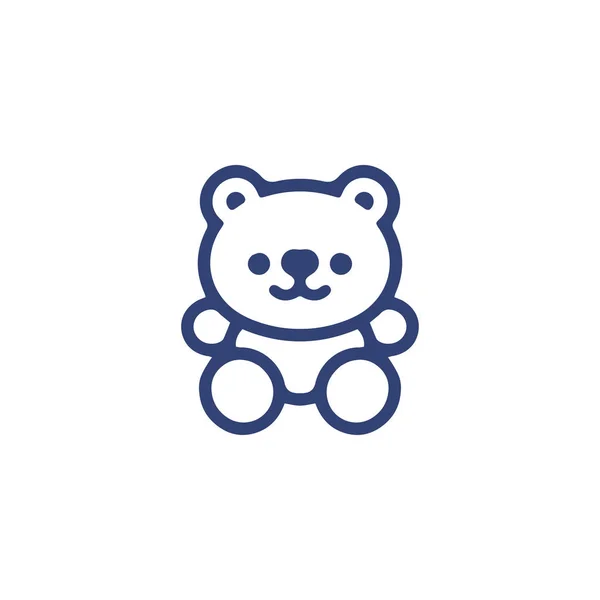 Иконка Линии Мультфильма Медвежонок Тедди — стоковый вектор