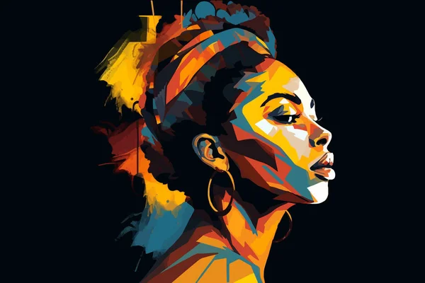 Retrato Bela Mulher Afro Americana Arte Vetorial Pintura Abstrata Isolada —  Vetores de Stock
