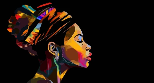 Vidas Negras Importam Retrato Bela Mulher Afro Americana Arte Vetorial —  Vetores de Stock