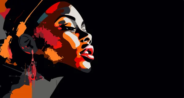 Vidas Negras Importam Retrato Bela Mulher Afro Americana Arte Vetorial —  Vetores de Stock