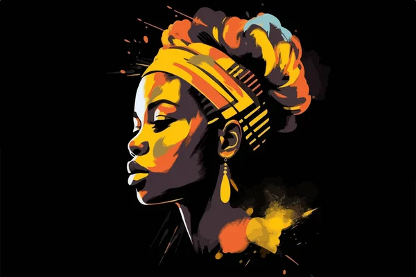 생명은 중요합니다 아름다운 아프리카 미국인 여성의 초상화 추상화 — 스톡 벡터