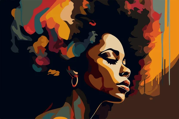 Vidas Negras Importam Retrato Bela Mulher Afro Americana Arte Vetorial — Vetor de Stock