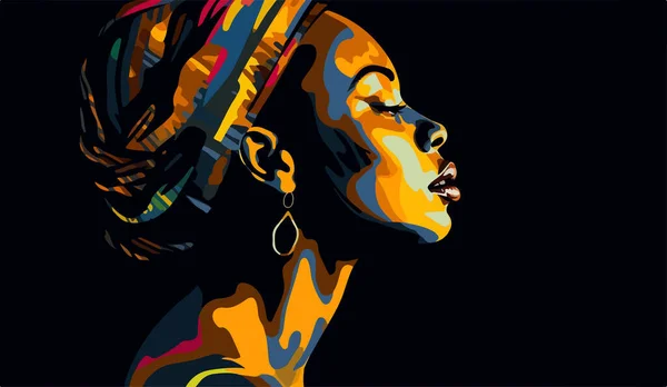 黒人は物質だ 美しいアフリカ系アメリカ人女性の肖像画 ベクトル アート 抽象絵画 — ストックベクタ