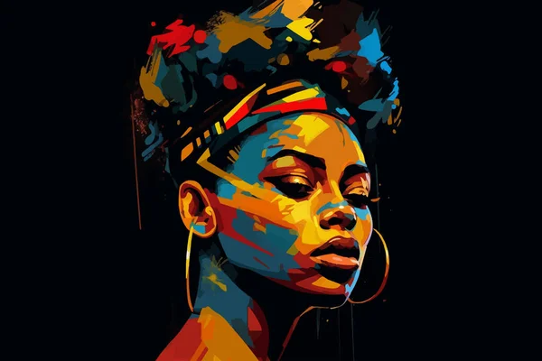 Černých Životech Záleží Portrét Krásné Africké Američanky Vektorové Umění Abstraktní Vektorová Grafika