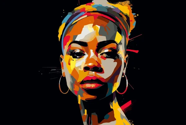 Vite Nere Contano Ritratto Bella Donna Afroamericana Arte Vettoriale Pittura Vettoriali Stock Royalty Free