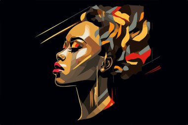 Güzel Afro-Amerikan genç kadın portre sanat posteri 