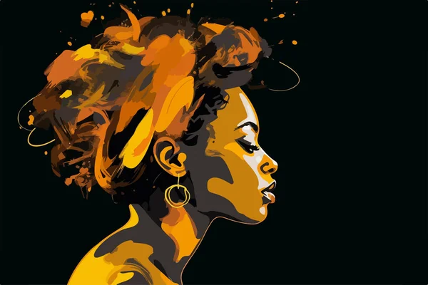 Schöne Afrikanisch Amerikanische Junge Frau Porträt Vektor Art Poster — Stockvektor