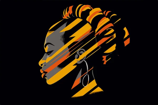 美丽的非洲裔美国年轻女子肖像矢量艺术海报 — 图库矢量图片