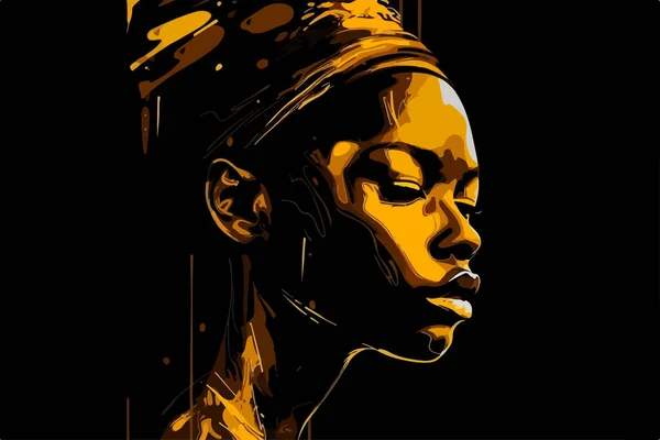 Krásný Africký Americký Mladý Žena Portrét Vektor Umění Plakát Vektorová Grafika