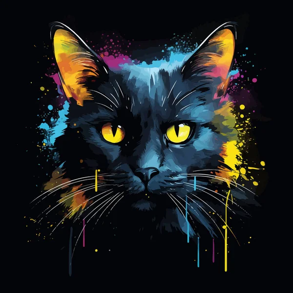 배경에 고양이 초상화와 다채로운 포스터 — 스톡 벡터