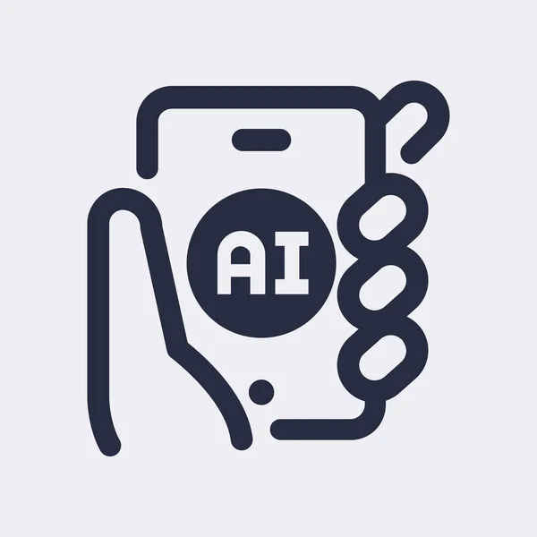 Artificial Intelligence Black Icon Cell Phone Hand Vettoriali Stock Royalty Free
