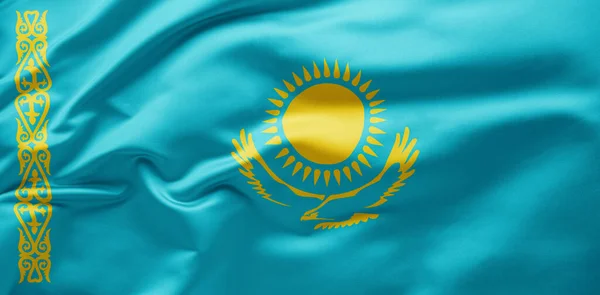 Macha Flagi Narodowej Kazachstanie — Zdjęcie stockowe