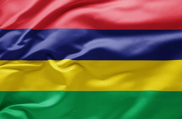 Macha Flagę Mauritiusa — Zdjęcie stockowe