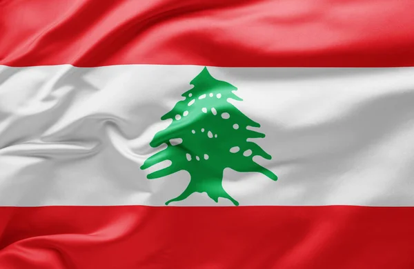 Das Schwenken Der Libanesischen Nationalflagge — Stockfoto