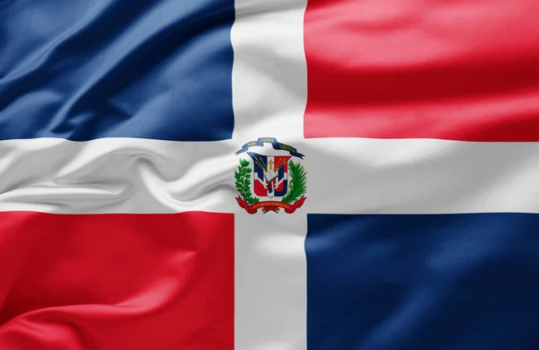 Dominik Cumhuriyeti Bayrağını Sallıyor — Stok fotoğraf