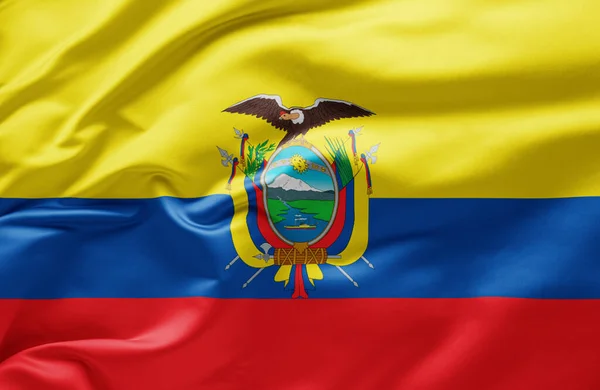 Ondeando Bandera Nacional Ecuador — Foto de Stock