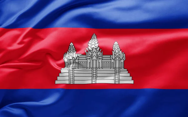 Machać Flaga Kambodży — Zdjęcie stockowe
