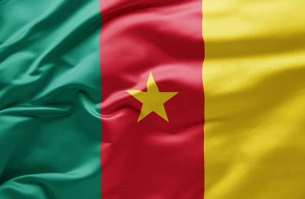 Ondeando Bandera Nacional Camerún — Foto de Stock