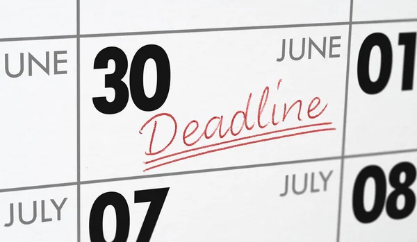 Deadline Written Calendar June — Stock Photo, Image