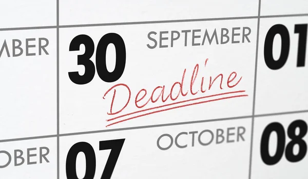 Deadline Written Calendar September — Stock Photo, Image