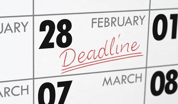 Deadline Written Calendar February — Stock Photo, Image