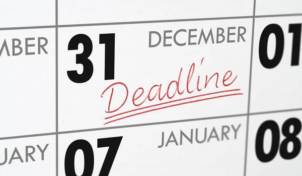 Deadline Written Calendar December — Stock Photo, Image