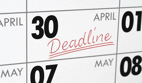 Deadline Written Calendar April — Stock Photo, Image