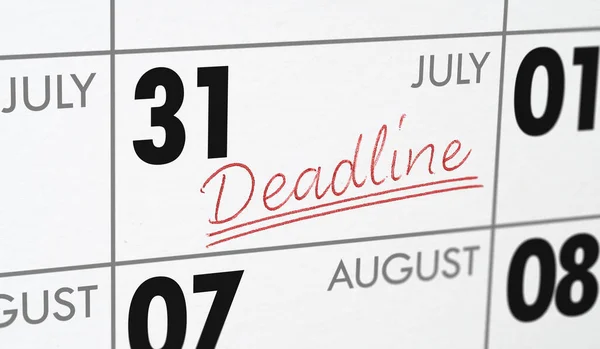Deadline Written Calendar July — Stock Photo, Image