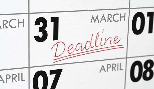 Deadline Written Calendar March — Stock Photo, Image