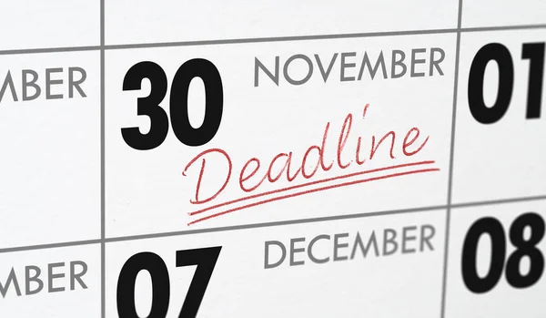 Deadline Written Calendar November — Stock Photo, Image