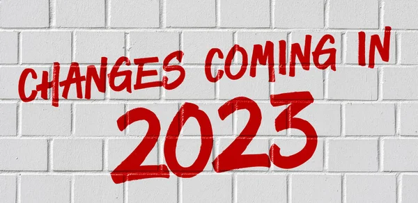 Γκράφιτι Τοίχο Από Τούβλα Αλλαγές Που Έρχονται 2023 — Φωτογραφία Αρχείου