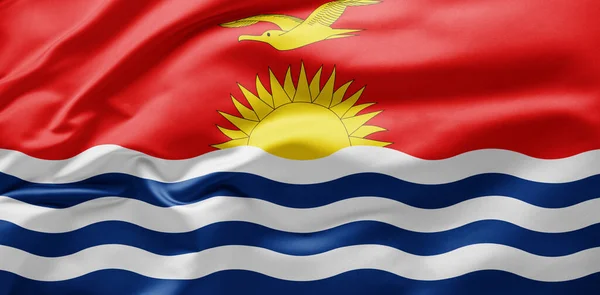 Kiribati Schwenkt Die Nationalflagge — Stockfoto