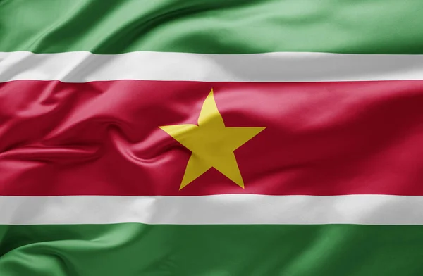 Ondeando Bandera Nacional Surinam — Foto de Stock