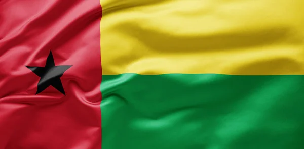 Ondeando Bandera Nacional Guinea Bissau — Foto de Stock