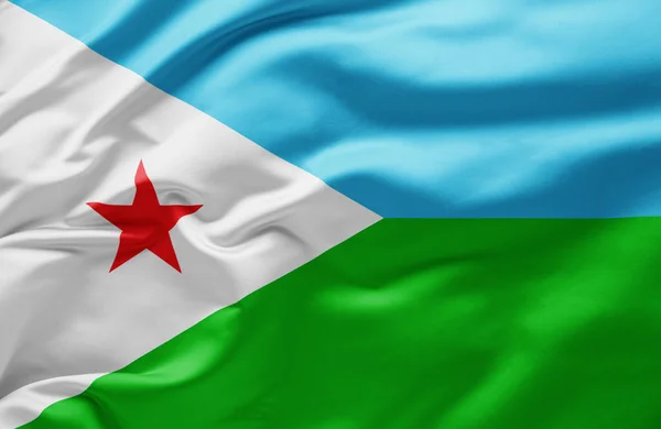 Das Schwenken Der Nationalflagge Dschibutis — Stockfoto