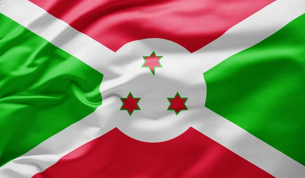 Das Schwenken Der Burundischen Nationalflagge — Stockfoto