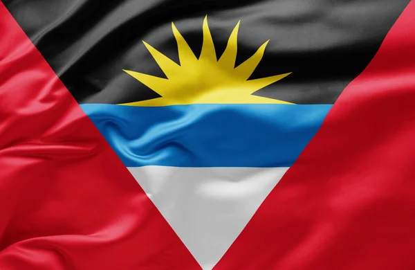 Waving National Flag Antigua Barbuda — Stock Photo, Image