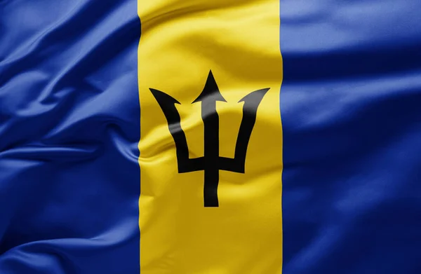 Розмахуючи Національним Прапором Барбадосу — стокове фото