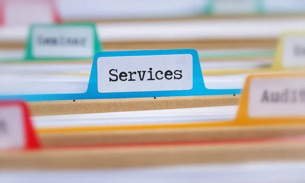 File Folders Tab Labeled Services — Stock Photo, Image