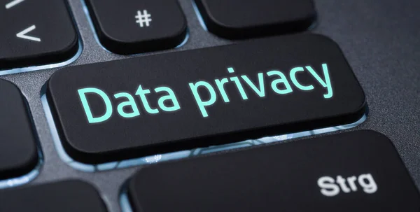 Φωτισμένο Πληκτρολόγιο Επισημασμένο Κλειδί Προστασία Προσωπικών Δεδομένων — Φωτογραφία Αρχείου