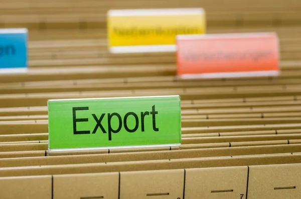 Wieszanie Folderu Etykietą Export — Zdjęcie stockowe