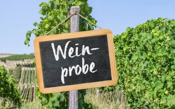 Blackboard Vineyards Wine Tasting German Weinprobe — Stock Photo, Image