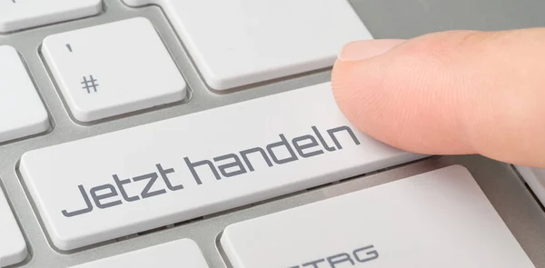 Keyboard Labeled Button Act Now German Jetzt Handeln — Stock Photo, Image
