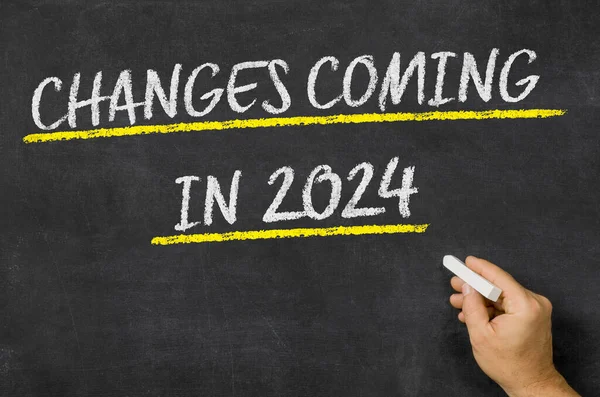 Mudanças Que Vêm 2024 Escrito Quadro Negro Imagem De Stock