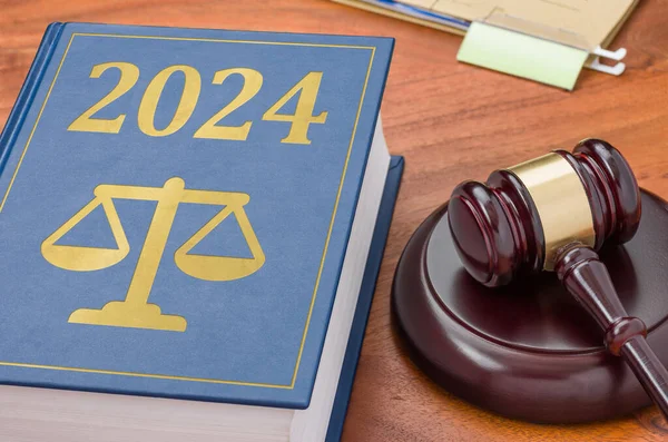 stock image Law book with a gavel - 2024